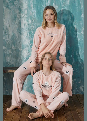 Персикова зимня теплий махровий костюм двійка від турецького виробника mihra