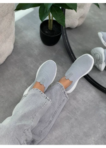 Сірі текстильні мокасини No Brand (399927462)