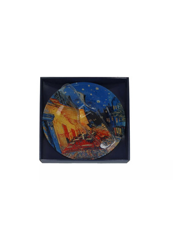 Скляна тарілка для торта з лопаткою Ван Гог Нічна тераса в кафе d-30 см(198-1227) Carmani (349832067)