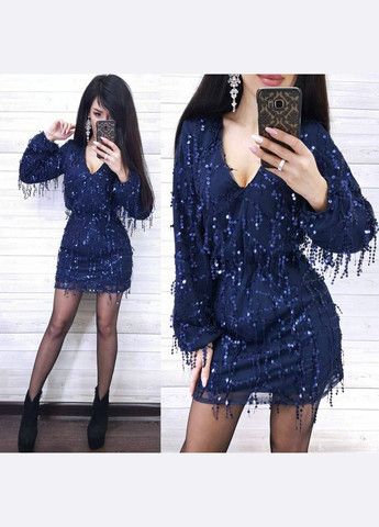 Синя святковий, вечірня сяюча міні сукня Vakko однотонна