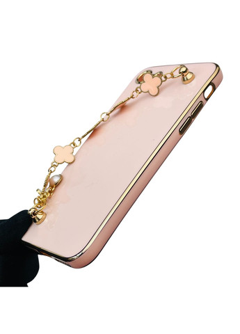 Чохол для телефона iPhone 8 жіночій із ремінцем з прикрасами та золотою окантовкою на айфон 8 пудровий gs1 Apple (366022705)
