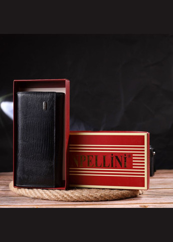 Жіночий гаманець із монетницею з натуральної фактурної шкіри 21527 Чорний Canpellini (306881356)