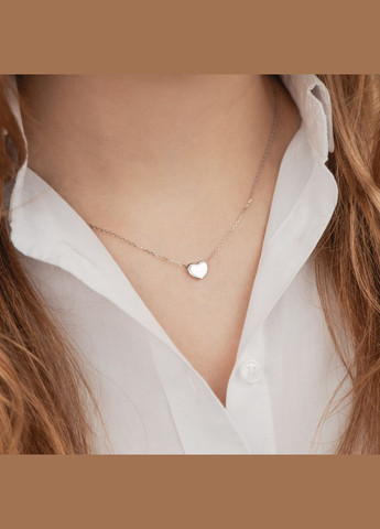 Колье серебряное маленькое Сердце на цепочке без камней No Brand (354721974)