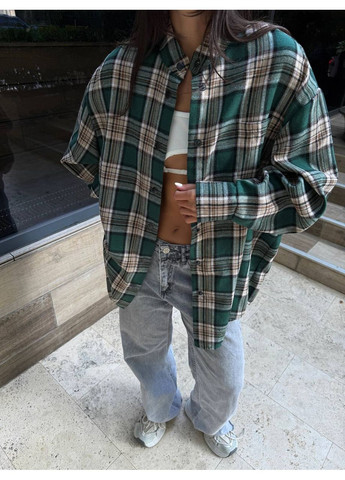 Зеленая повседневный рубашка однотонная DK/DL Мода без кордонів