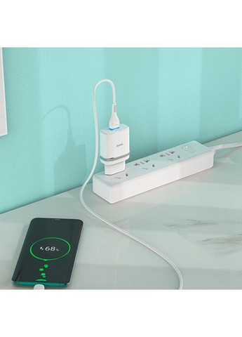 Сетевое зарядное устройство с кабелем QC3.0 charger set(Type-C) 18W White (6931474716309) Hoco C12Q Smart (361347245)