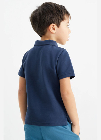 Темно-синяя детская футболка-поло из хлопка C&A однотонная