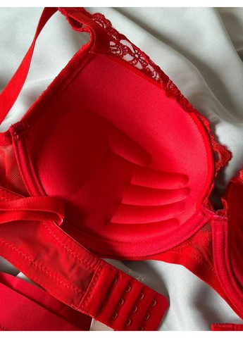 Красный комплект бюстгальтер push-up + трусики слипы 2386 красный Weiyesi