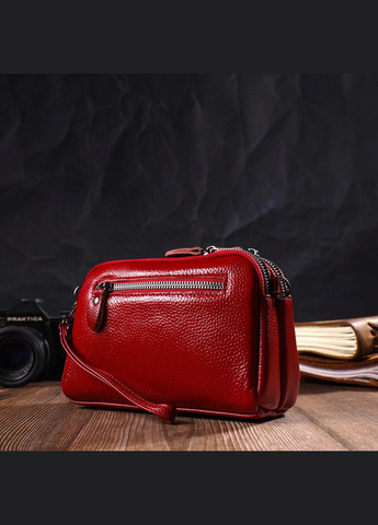 Яскрава сумка-клатч у стильному дизайні з натуральної шкіри червона 19х12х7 см 22125 Vintage (329197611)