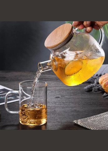 Стеклянный заварочный чайник с деревянной крышкой, 800 мл Ardesto (327878148)