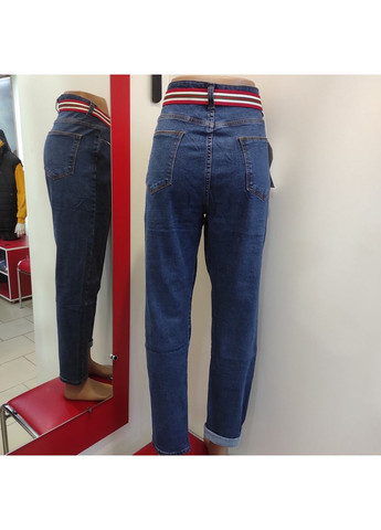 Джинсы женские прямые стрейч плотные тёмные большие 32 синие No Brand - (363054064)