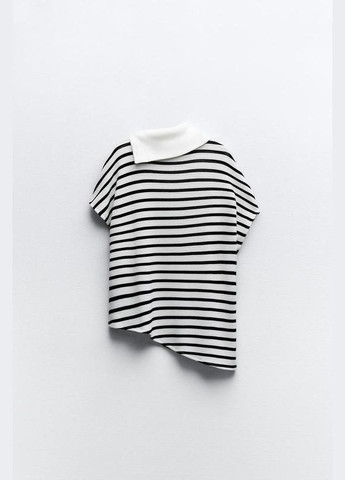 Черно-белый демисезонный стильная кофта в полоску пуловер Zara оверсайз светр у смужку