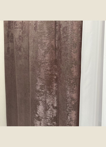 Жакардові штори з мармуровим візерунком 2шт 1.5×2.7 м, тасьма 6 см, середнє затемнення, рожево кавового кольору. No Brand (331619141)