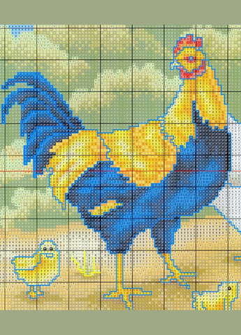 Набір для вишивання за нанесеною на канву схемою "Chickens foraging". AIDA 14CT printed, 42*31 см Joy Sunday (313613210)