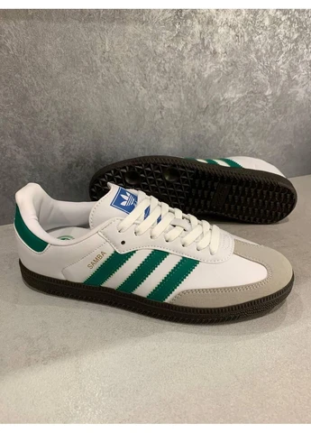 Білі літні кросівки adidas samba og white green gum адідас самба No Brand