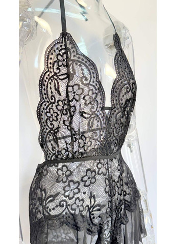 Боді Monro з відкритим доступом жіноча бодік білизна в мереживо вишитими квітами зав`язки на шиї No Brand Боді Monro червоний (367833671)