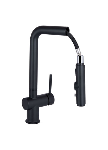 Смеситель для кухни Rozcesti с выдвижным изливом с подключением для питьевой воды Black Matt Qtap QTROZ367BLM45943 (346492723)