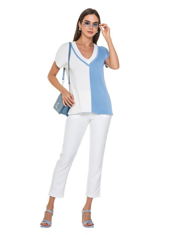Голубой женская тонкая двухцветная блуза SVTR