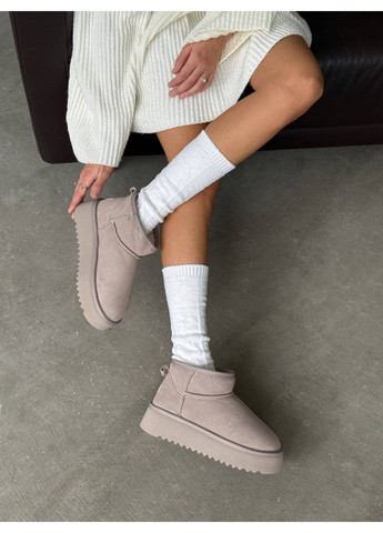 Жіночі уггі бежеві (мокко), натуральна замша, хутро, ультракоротка модель No Brand (366091784)