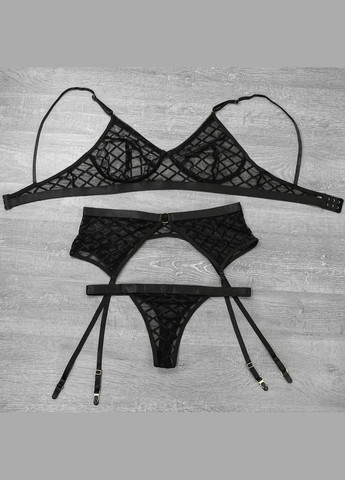 Чорний демісезонний жіночий спокусливий комплект нижньої білизни No Brand