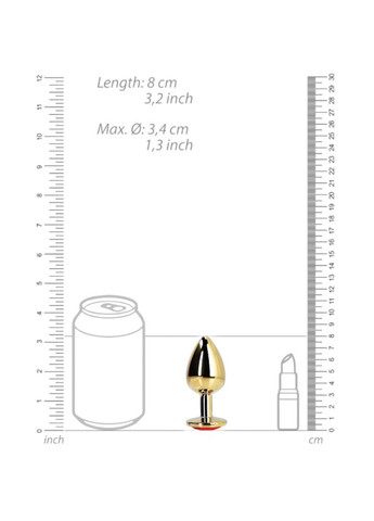 Металева анальна пробка золота Heart Gem із червоним кристалом розмір M Ouch! Ouch! (370961307)