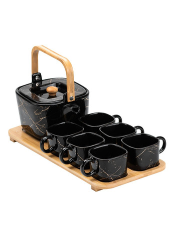 Чайный набор с подставкой, на 6 персон, черный, современный. Jooki (358706697)