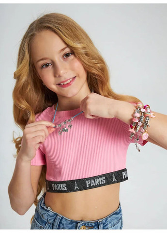 Дитячий набір для створення браслетів прикрас шарм 152 шт комплект для творчості хендмейд дівчинці Рожевий 73822 DobraMAMA (370080605)