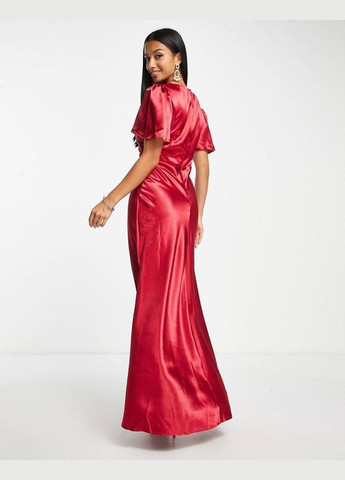 Малиновое платье макси атласно Little Mistress
