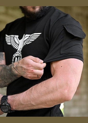 Чоловічий літній костюм Орел шорти+футболка чорний Freedom (340272971)