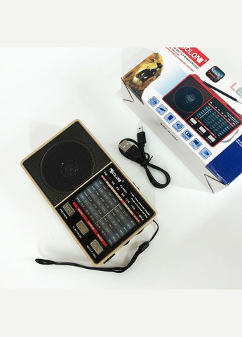 Радио RX-8866 цифровой портативный радиоприемник с фонариком функцией PowerBank. Цвет: золотой Golon (372908459)