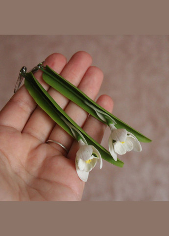Серьги подснежники из холодного фарфора ручной работы. Длинные серьги. Подарки на 8 марта Handmade (334004036)