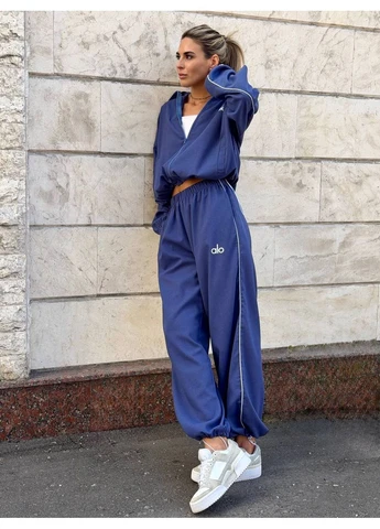 Женский льняной спортивный костюм синего цвета 38968 Fashion (402224840)