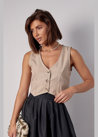 Короткий женский жилет в полоску на пуговицах Lurex (297682532)