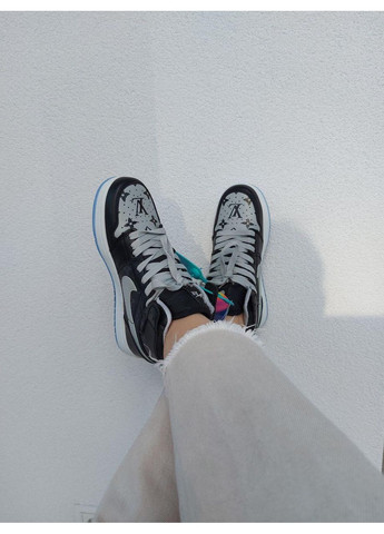 Сірі Осінні кросівки чоловічі nike air jordan retro 1 x lv grey black найк аір джордан No Brand