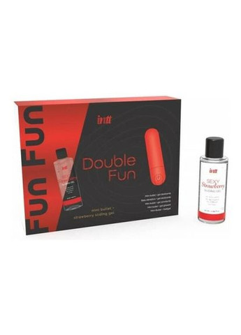 Набір DOUBLE FUN: віброкуля (10 режимів, перезаряджувана), полунична змазка на водній основі Intt (335392067)