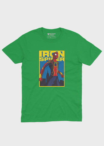 Зелена демісезонна футболка для хлопчика з принтом супергероя - людина-павук (ts001-1-keg-006-014-028-b) Modno