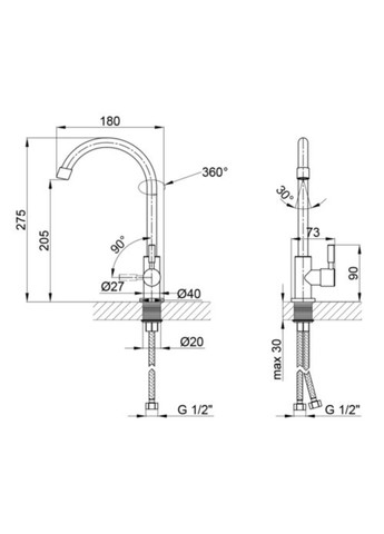 Монокран для кухні Aria LDARI269FNKS35722 Nickel LIDZ 269F (323485803)