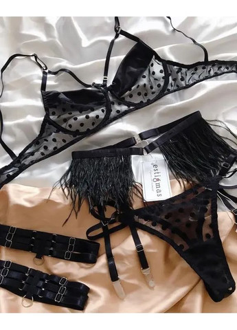 Черный демисезонный кружевной комплект с поясом. кружевное нижнее белье. черное женское нижнее белье для секса China
