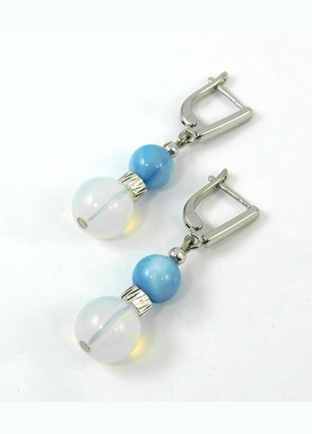 Серьги "Мирра" Лунный камень синтетический, Аквамарин Fursa fashion (322739366)