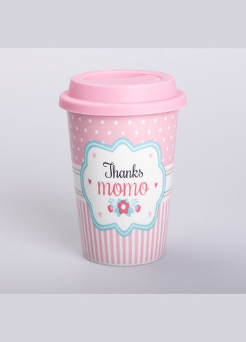 Стакан керамический 420 мл с силиконовой крышкой, thanks momo Ceramic (323160179)