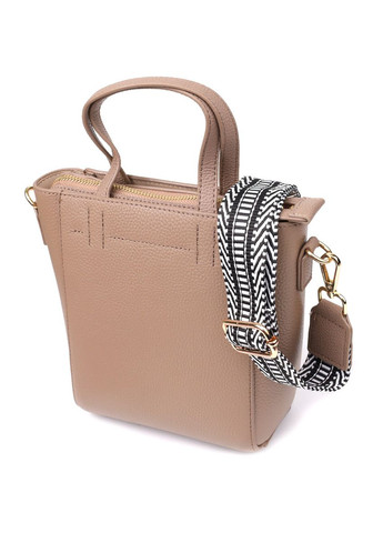 Стильна сумка жіноча з натуральної шкіри у формі трапеції 22918 Бежевий Vintage (361679971)