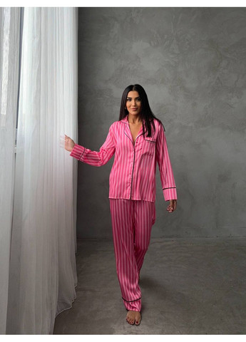 Рожева всесезон жіноча піжама рожева сорочка + брюки Vital-Textile 1278