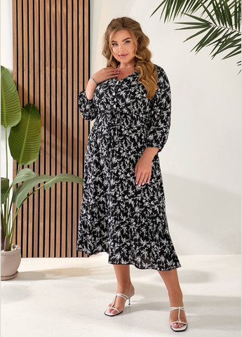 Чорна повсякденний сукня Україна з квітковим принтом