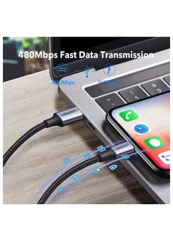 Дата кабель USB-C to Lightning 1.0m 3A 60W US304 black (60759) Ugreen USB-C to Lightning 1.0m 3A 60W US304 black (401152108)