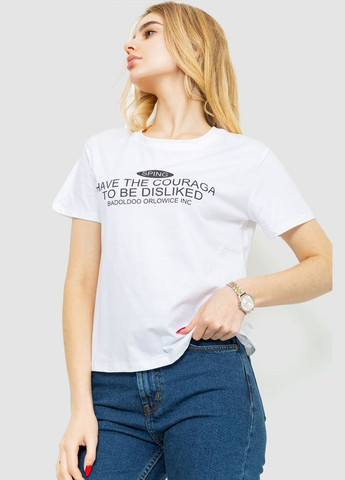 Белая демисезон футболка женская с принтом, цвет оливковый, Ager