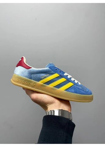 Синій літні кросівки adidas x gucci gazelle blue адідас газель сині No Brand