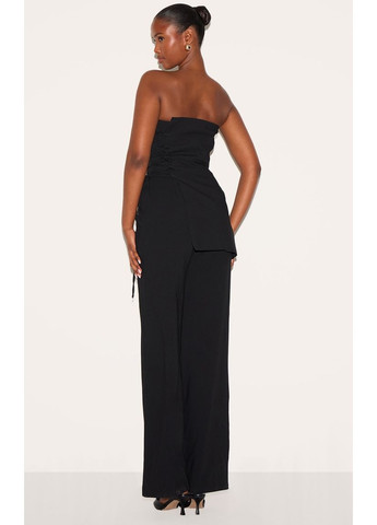 Приталенный комбинезон со шнуровкой No Brand Комбінезон зі шнуровкоб по талії з вільними штанами чёрный карнавальный, праздничный, повседневный, денил, вечерний, деловой