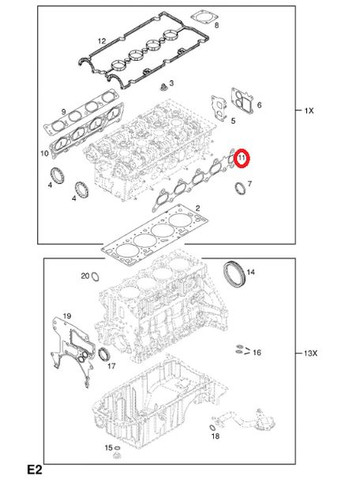 Прокладка выпускного коллектора Мерива А 1.6 (EL808610) ELRING (370431334)