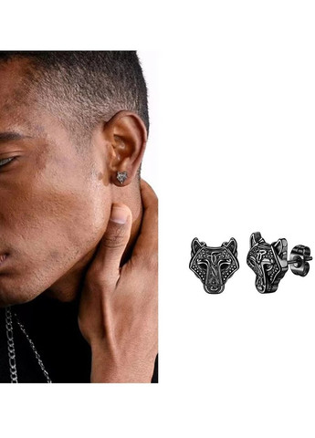 Серьги мужские панк черные "Одинокий Волк" с кельтскими узорами оберег OrnatusDivinus819 Liresmina Jewelry (289355755)