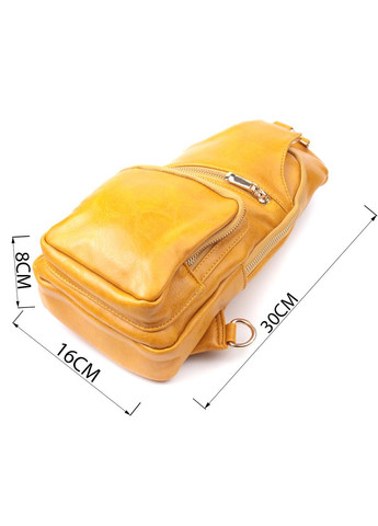 Жіночий слінг сумка через плече з екошкіри з кишенями та регульованим ремінцем жовта (sku_22753) No Brand (329853457)