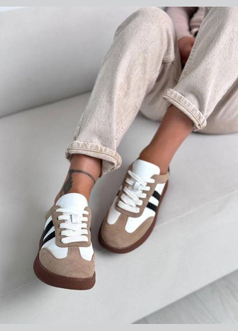 Женские кроссовки из натуральной кожи и замши, бежевые кроссовки Samba код 10460 Hengji бежевые демисезоны (342059979)